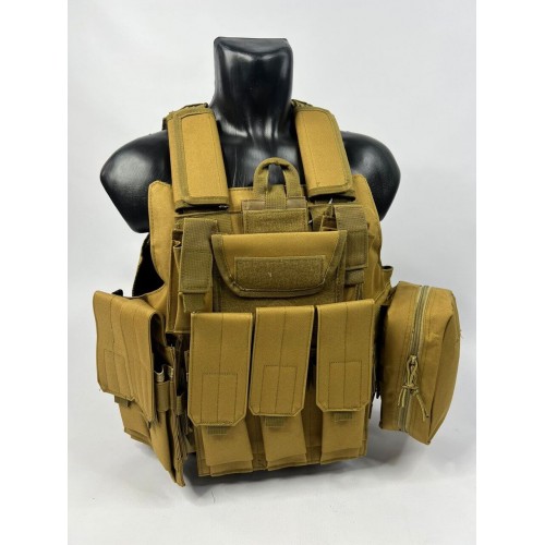 Тактический разгрузочный жилет «5 / пять карманов» с подсумками Tactical Molle Plate Carrier для съемных бронепластин в Пензе