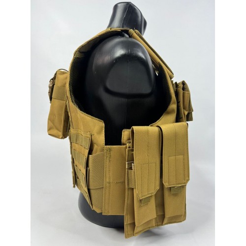 Тактический разгрузочный жилет «5 / пять карманов» с подсумками Tactical Molle Plate Carrier для съемных бронепластин в Пензе